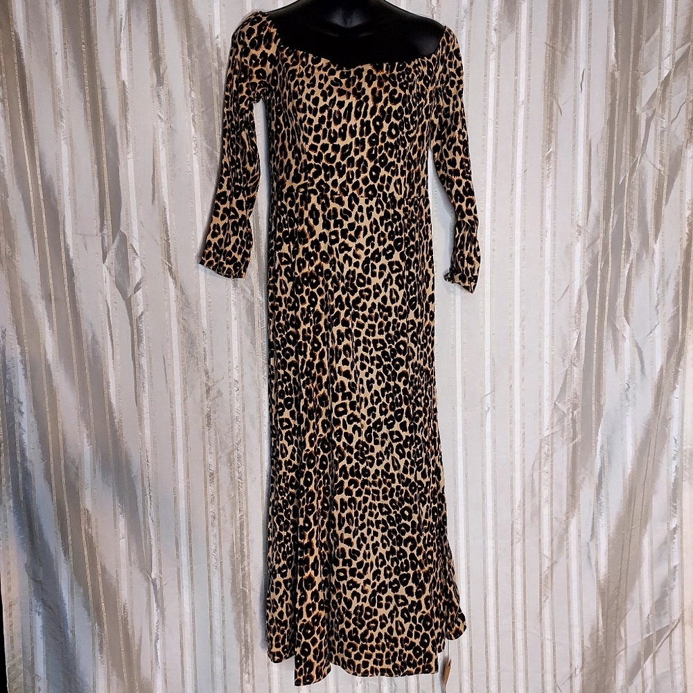 REFORMATION Leopard Print Long Sleeve Dress